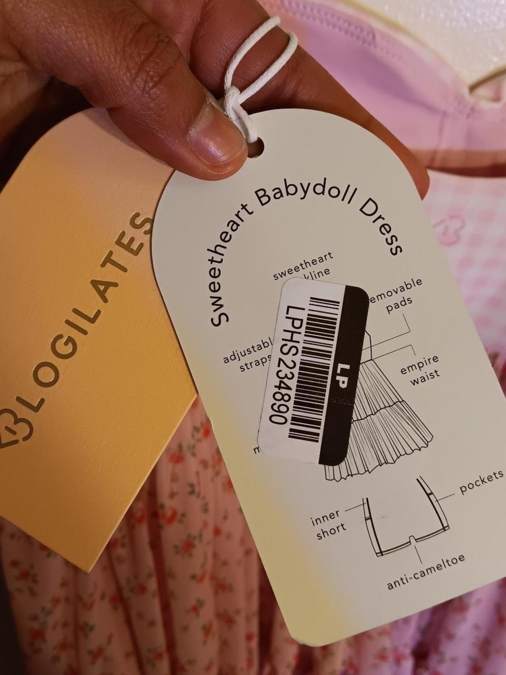 Blogilates [NWT] - Sweetheart Babydoll Dress - Pink Gingham - Sz L - Picture 4 of 5
